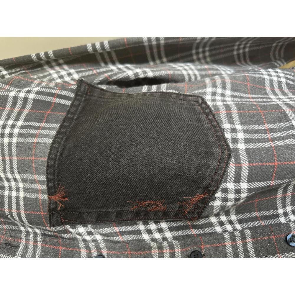 Handmade Upcycled Cropped Flannel Denim & Plaid Ruffled Collar One-of-a-Kind π€β€οΈ - Picture 11 of 13